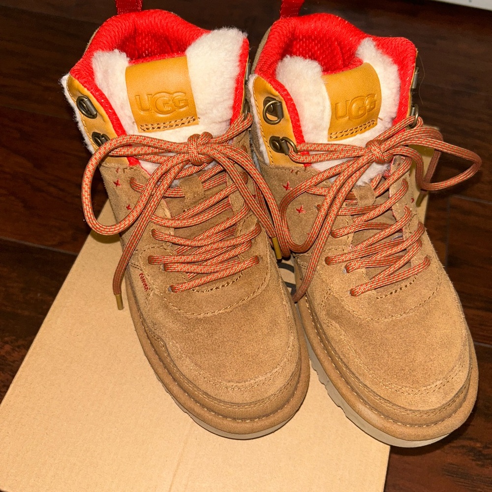 UGG Brown and Red Suede Boots